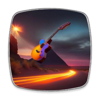 Guitare - Magnet carré - blanc - Devant