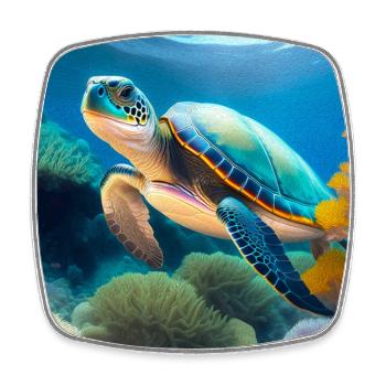 Turtle - Square fridge magnet - white - Front
