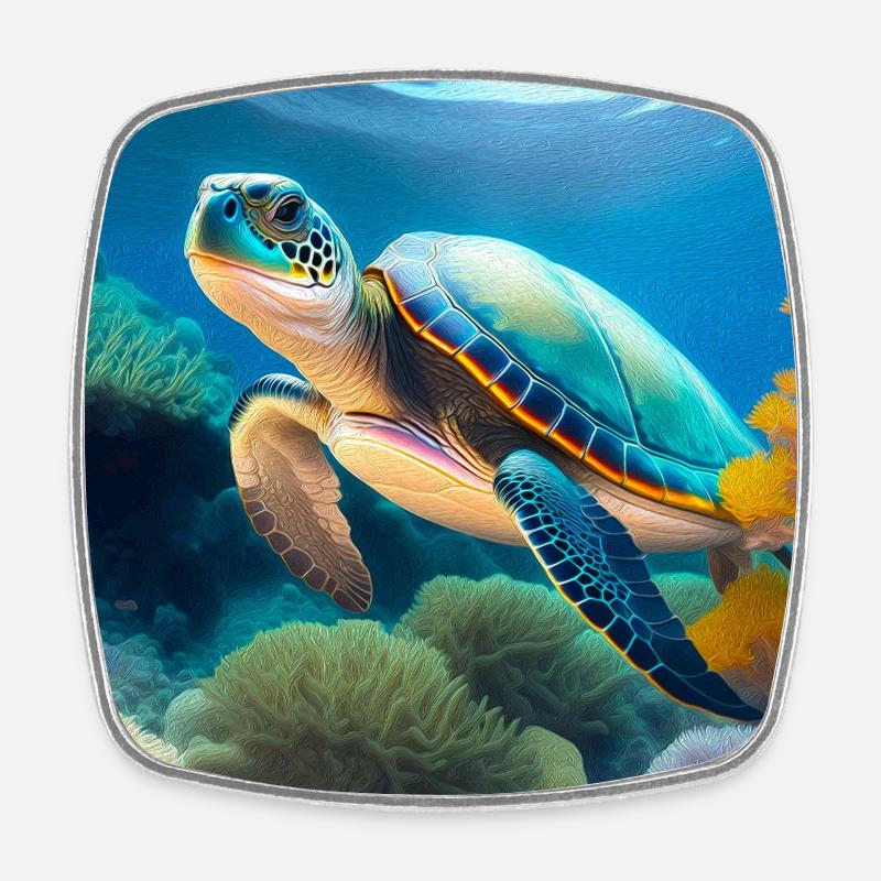 Turtle - Square fridge magnet - white
