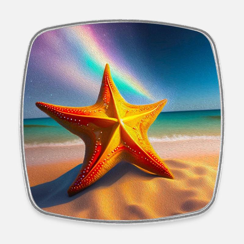 Starfish - Square fridge magnet - white