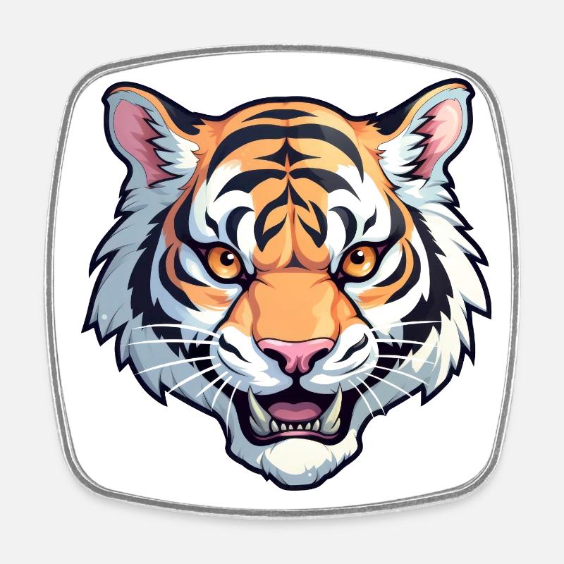 Tigre, Tête De Tigre - Magnet carré - blanc