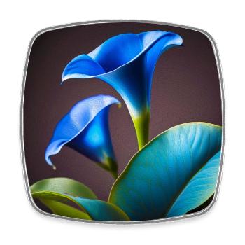 Blue Calla - Square fridge magnet - white - Front