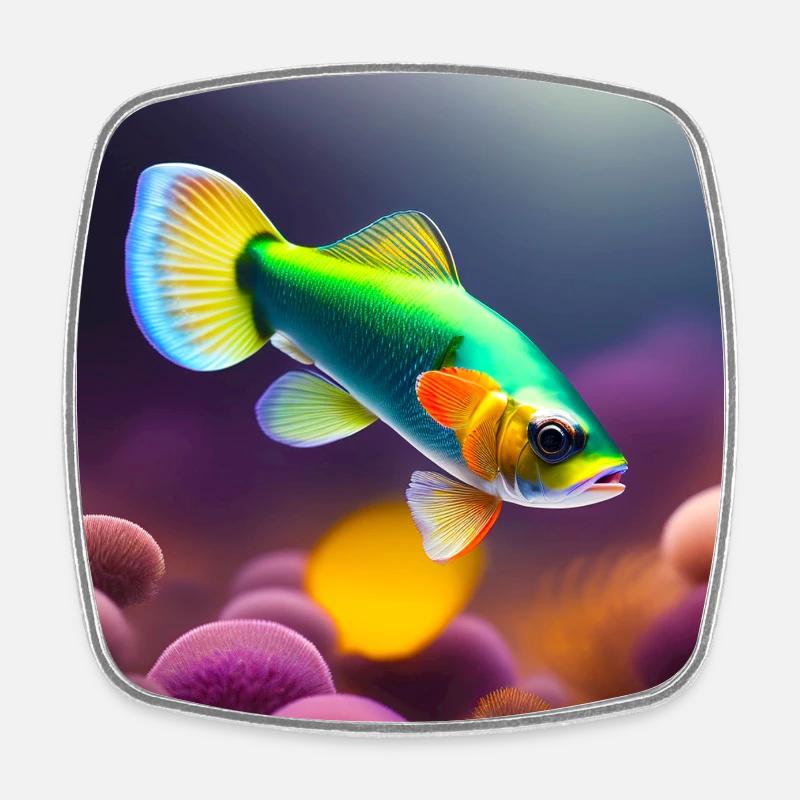 Guppy - Square fridge magnet - white