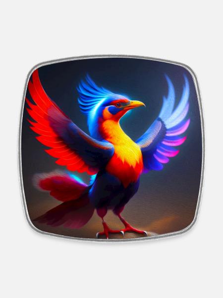 Phoenix - Square fridge magnet - white