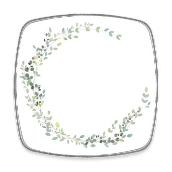 Halbkranz Elegant Eukalyptus personalisierbar - Viereckiger Kühlschrankmagnet - Weiß - Vorne