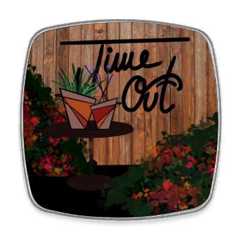Time Out. Relax at a Calm place in silence. - Square fridge magnet - white - Front