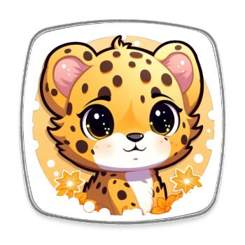 Cheetah - Square fridge magnet - white - Front