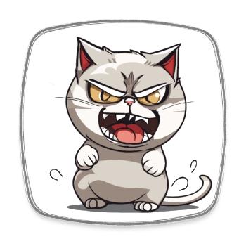 Mad Cat - Square fridge magnet - white - Front