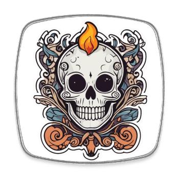 SkullFire - Viereckiger Kühlschrankmagnet - Weiß - Vorne