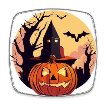 Haunted Halloween Moonlight - Square fridge magnet - white - Front