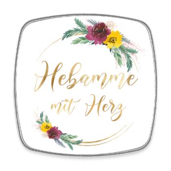 HEBAMME MIT HERZ ! Blumen, tropisch - Viereckiger Kühlschrankmagnet - Weiß - Vorne