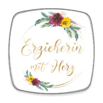 Erzieherin mit Herz - personalisierbar Tropisch - Viereckiger Kühlschrankmagnet - Weiß - Vorne