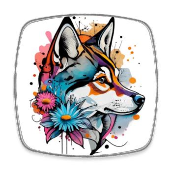 Chiens en Aquarelle: Charme Absolu - Magnet carré - blanc - Devant