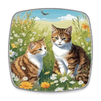 Cat meadow - Square fridge magnet - white - Front