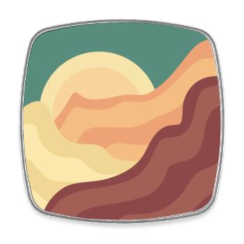 Sunset behind hills - Square fridge magnet - white - Front