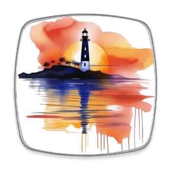 A Watercolor Lighthouse Scene - Square fridge magnet - white - Front