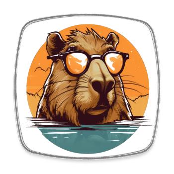 Capybara - Viereckiger Kühlschrankmagnet - Weiß - Vorne