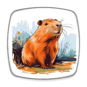 Capybara - Viereckiger Kühlschrankmagnet - Weiß - Vorne