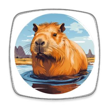 Capybara - Viereckiger Kühlschrankmagnet - Weiß - Vorne