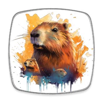 Capybara - Viereckiger Kühlschrankmagnet - Weiß - Vorne