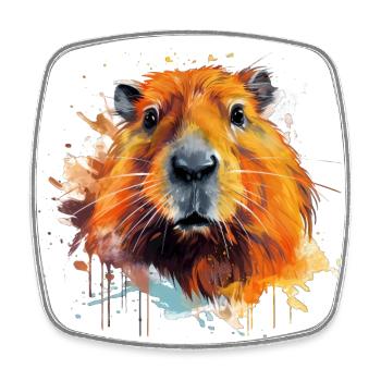 Capybara - Viereckiger Kühlschrankmagnet - Weiß - Vorne