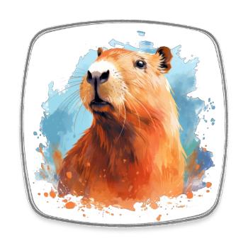 Capybara - Viereckiger Kühlschrankmagnet - Weiß - Vorne