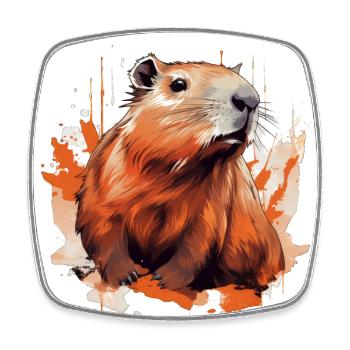Capybara - Viereckiger Kühlschrankmagnet - Weiß - Vorne