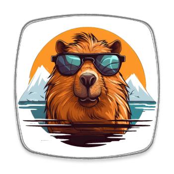 Capybara - Viereckiger Kühlschrankmagnet - Weiß - Vorne