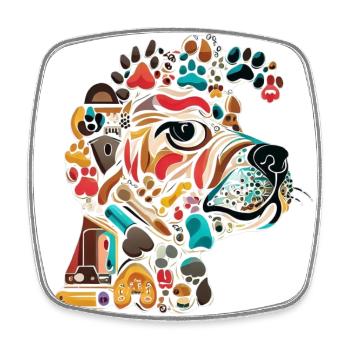 Paw Print Collage: Dog Lover's Delight - Square fridge magnet - white - Front