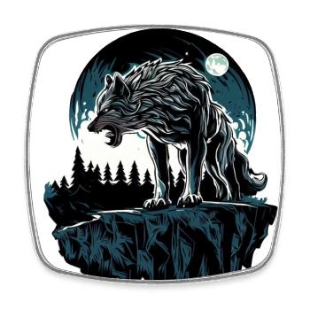 Majestic Wolf Under Moonlight - Square fridge magnet - white - Front