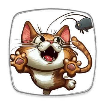 Katze fängt Die Maus ist gefangen - Viereckiger Kühlschrankmagnet - Weiß - Vorne