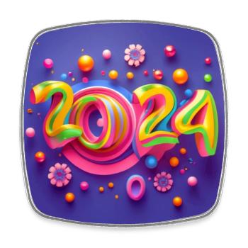 Happy New Year 2024 - Square fridge magnet - white - Front
