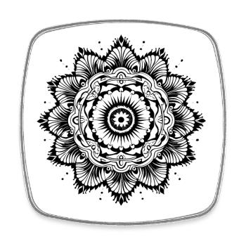 Yogi, Prana Mandala en noir - Magnet carré - blanc - Devant