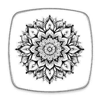 Yogi, Prana Mandala in schwarz - Viereckiger Kühlschrankmagnet - Weiß - Vorne