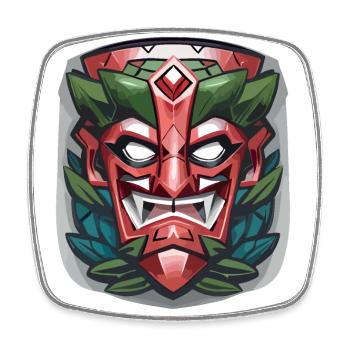 Böse Tiki Maske - Viereckiger Kühlschrankmagnet - Weiß - Vorne