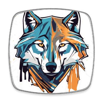 Geometric Wolf Head - Square fridge magnet - white - Front