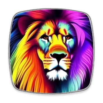 KI Lion abstract - Viereckiger Kühlschrankmagnet - Weiß - Vorne