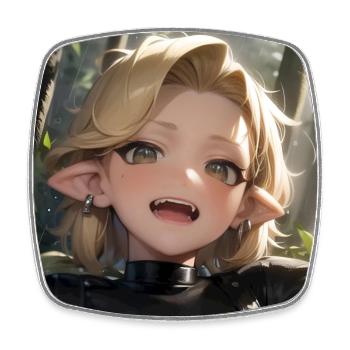 Anime Mädchen mit blondem Haar - Viereckiger Kühlschrankmagnet - Weiß - Vorne