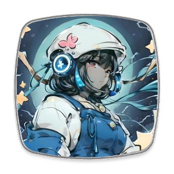 Anime Mädchen - Viereckiger Kühlschrankmagnet - Weiß - Vorne