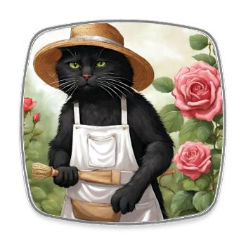 Garden tomcat - Square fridge magnet - white - Front