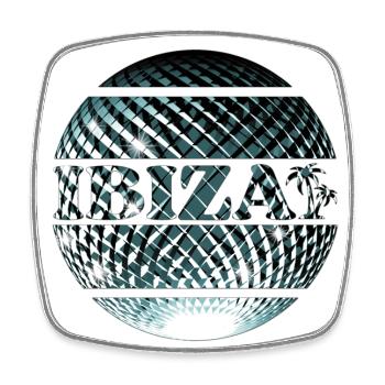 Ibiza Elegant Platinum Blue Disco Ball - Magnet carré - blanc - Devant