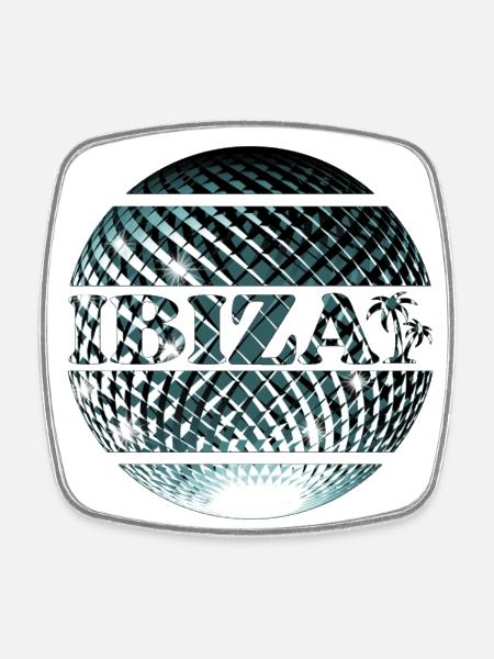 Ibiza Elegant Platinum Blue Disco Ball - Magnet carré - blanc