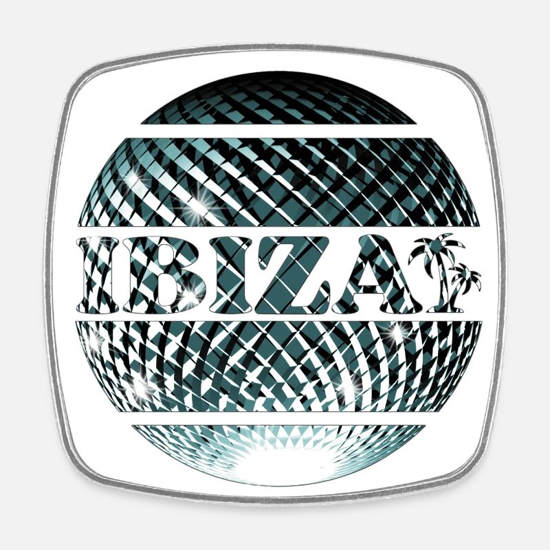 Ibiza Elegant Platinum Blue Disco Ball - Magnet carré - blanc