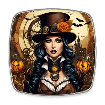 Halloween im Steampunk-Stil - Viereckiger Kühlschrankmagnet - Weiß - Vorne