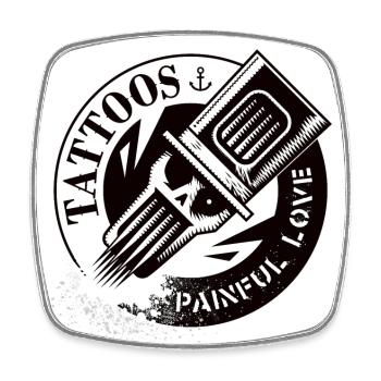 TATTOOS PAINFUL LOVE - Viereckiger Kühlschrankmagnet - Weiß - Vorne