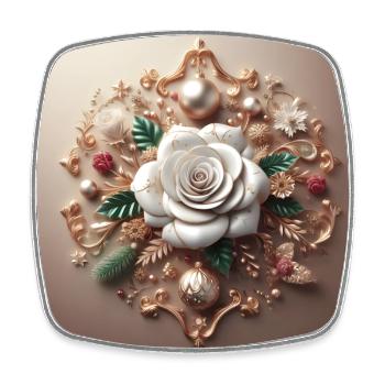 White flower - Square fridge magnet - white - Front