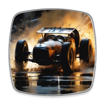 Rusty Hot Rod Rennen #5 - Viereckiger Kühlschrankmagnet - Weiß - Vorne