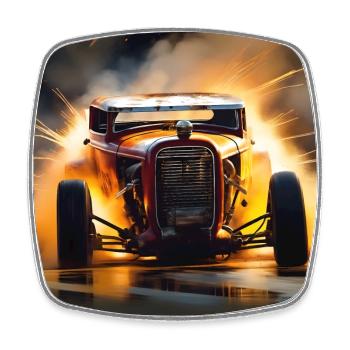 Rusty Hot Rod Rennen #8 - Viereckiger Kühlschrankmagnet - Weiß - Vorne