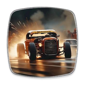 Rusty Hot Rod Rennen #10 - Viereckiger Kühlschrankmagnet - Weiß - Vorne