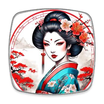 Japanese geisha girl - Square fridge magnet - white - Front